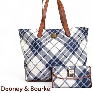 Dooney & Bourke Brielle Plaid Shoulder Bag Tote & Continental Wallet Set
